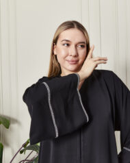 Leyali Dubai | 3 Sıra Swarovski Detaylı Abaya - Görsel 5