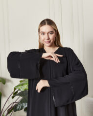 Leyali Dubai | 3 Sıra Swarovski Detaylı Abaya (gri) - Görsel 3